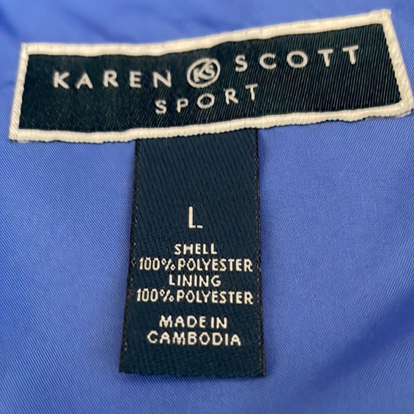 Karen Scott Sport Bright Blue Repellant Convertible Sleeve Zip/Snap Jacket Sz Lg - Picture 11 of 12